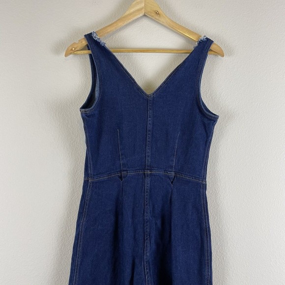 Universal Threads Denim Jumpsuit Womens 4 Sleeveless Button Front Frayed Boho - Picture 8 of 12